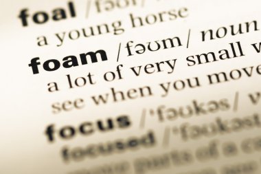 Eski İngilizce sözlük sayfası word köpük ile yakın çekim