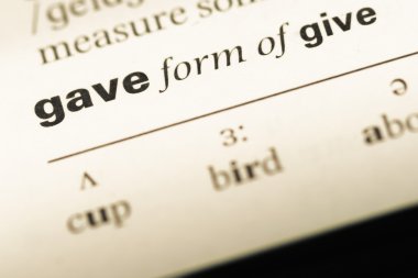 Yakın eski İngilizce sözlük sayfası word ile verdi