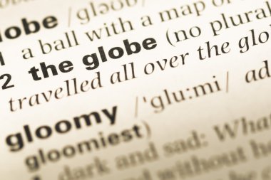 Eski İngilizce sözlük sayfası word ile dünya yakın çekim