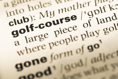 Eski İngilizce sözlük sayfası word golf sahası ile yakın çekim