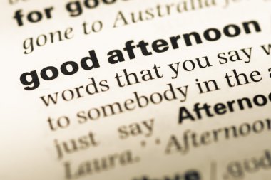 Eski İngilizce sözlük sayfası word iyi günler ile yakın çekim