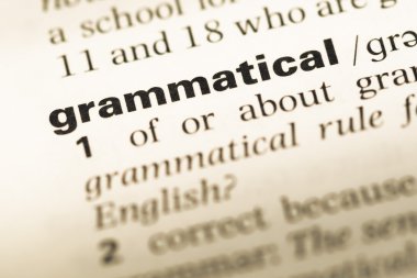 Eski İngilizce sözlük sayfası word gramer ile yakın çekim