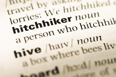 Eski İngilizce sözlük sayfası word otostopçu ile yakın çekim
