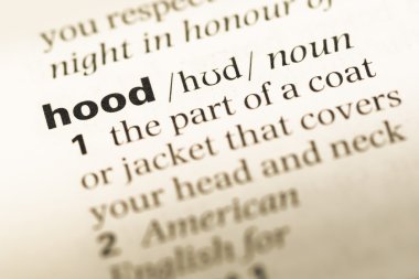 Eski İngilizce sözlük sayfası word kukuleta ile yakın çekim