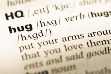 Eski İngilizce sözlük sayfası word kucaklama ile yakın çekim