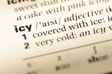 Eski İngilizce sözlük sayfası word buzlu ile yakın çekim