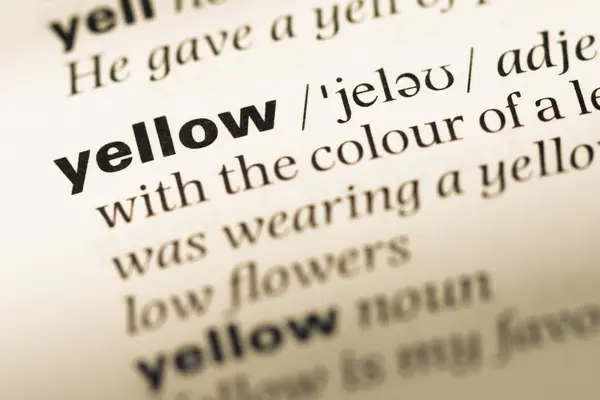 Eski İngilizce sözlük sayfası word sarı ile yakın çekim — Stok fotoğraf
