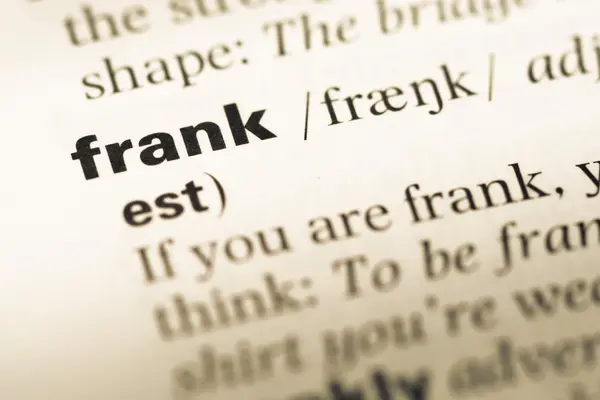 Stary angielski słownik strony z Frankiem słowo z bliska — Zdjęcie stockowe