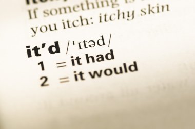 Eski İngilizce sözlük sayfası vardı kelime ile yakın çekim