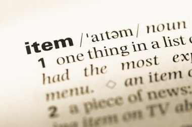 Eski İngilizce sözlük sayfası word öğe ile yakın çekim