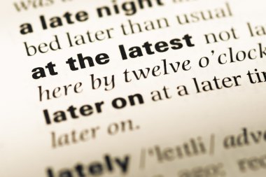 Eski İngilizce sözlük sayfanın son bir kelime ile yakın çekim