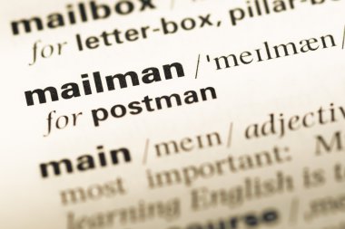 Eski İngilizce sözlük sayfası word postacı ile yakın çekim