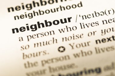 Eski İngilizce sözlük sayfası word komşu ile yakın çekim