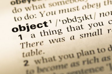 Eski İngilizce sözlük sayfası word nesnesi ile yakın çekim