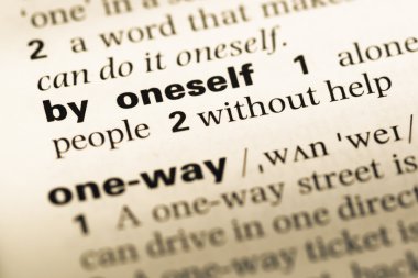 Eski İngilizce sözlük sayfası word ile kendini tarafından yakın çekim