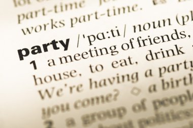 Eski İngilizce sözlük sayfası word parti ile yakın çekim