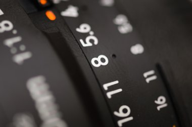 Eski lens işaretleme yakın çekim