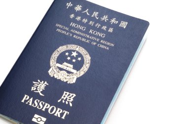 Beyaz arka plan üzerinde izole hong kong pasaportu
