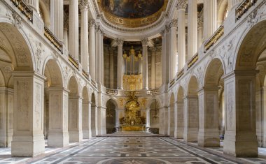 VERSAILLES, FRANCE - JUNE 19, 2013: Interior of Chateau de Versailles (Palace of Versailles) near Paris on June 19, 2013, France. Versailles palace is in UNESCO World Heritage Site list since 1979.