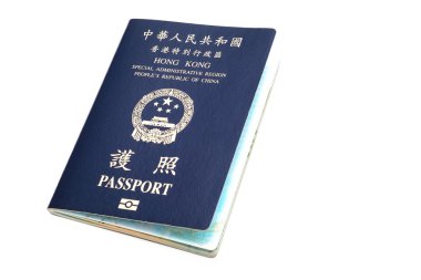 Beyaz arka plan üzerinde izole hong kong pasaportu