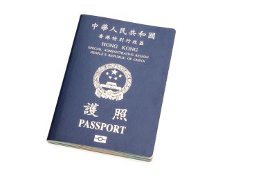 Beyaz arka plan üzerinde izole hong kong pasaportu