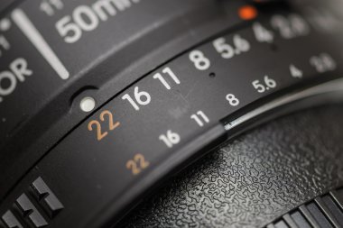 Eski lens işaretleme yakın çekim