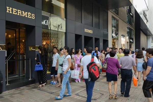 HONG KONG - OCT 01:The luxury shop outlook, full of tourists in Hong Kong on 01 October 2013. the rise in RMB make Chinese purchase luxury product.