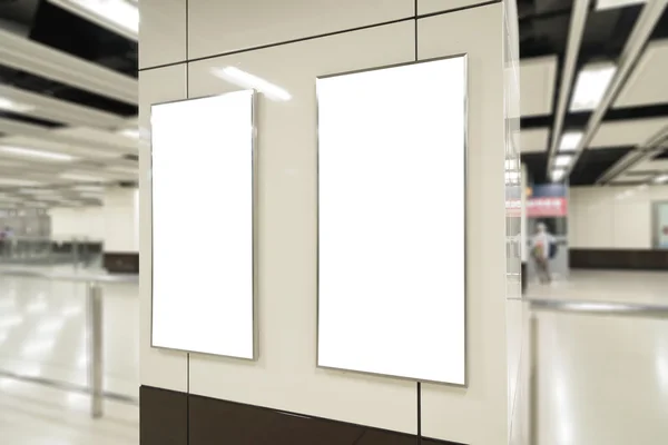 Blank billboard in public transport — Stock Photo, Image