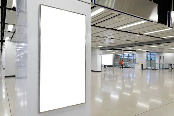 One big vertical / portrait orientation blank billboard in public transport — Stock Photo, Image