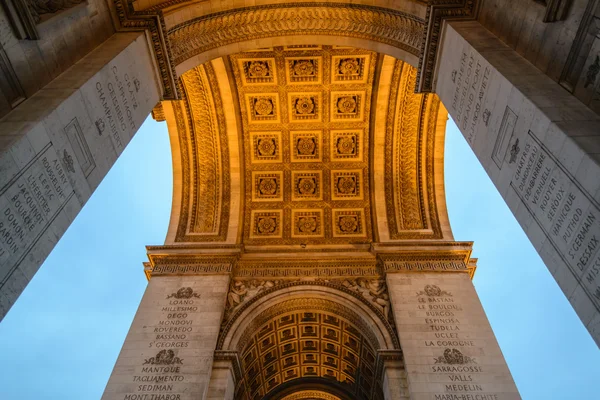 Sidovy Triumf Båge Vintern Sunset Triumfbågen Paris — Stockfoto