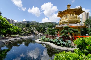 Nan Lian Bahçe, Chi Lin Nunnery, Hong Kong'da mutlak mükemmellik oryantal altın köşk