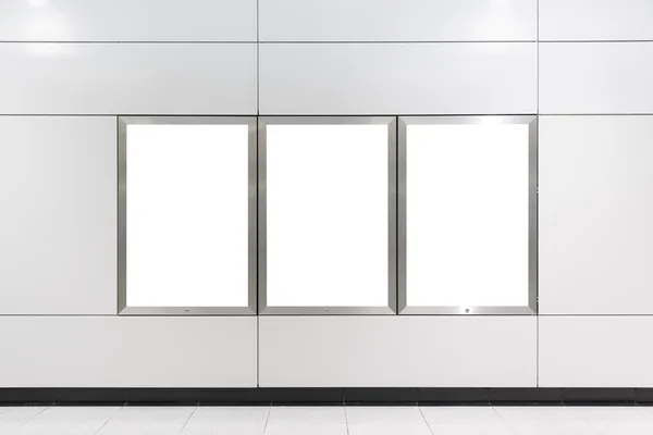 Three big vertical / portrait orientation blank billboard — 图库照片