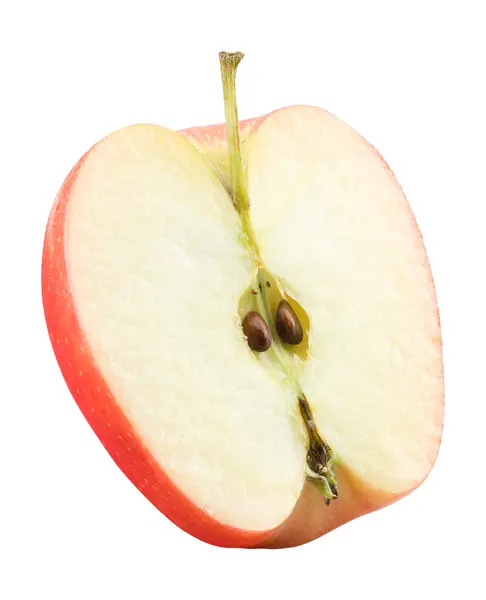 Один Кусок Нарезанного Красного Яблока Обращен Прямо Белом Фоне — стоковое фото