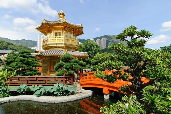 Nan Lian Bahçe, Chi Lin Nunnery, Hong Kong'da mutlak mükemmellik oryantal altın köşk