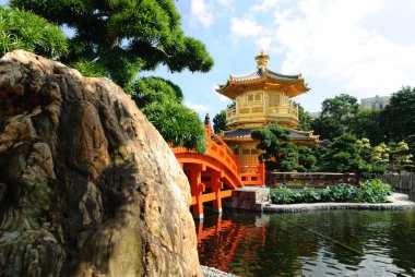 Nan Lian Bahçe, Chi Lin Nunnery, Hong Kong'da mutlak mükemmellik oryantal altın köşk