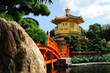 Nan Lian Bahçe, Chi Lin Nunnery, Hong Kong'da mutlak mükemmellik oryantal altın köşk