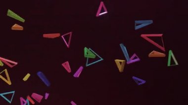 Fütürist şekil, uçan, soyut nesnelerin animasyonu. Dinamik teknoloji kavramı arka planı.