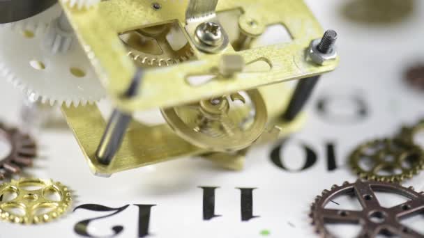 Clock Gear Mechanism Closeup Dial — Stock Video