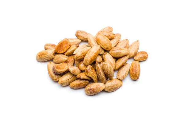 Blanched Almonds Bunch White Background — Stock Photo, Image