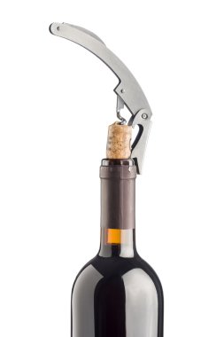 şarap şişesi üzerinde düşünüp