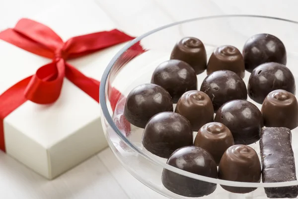 Chocolates on tray — Stock Photo, Image