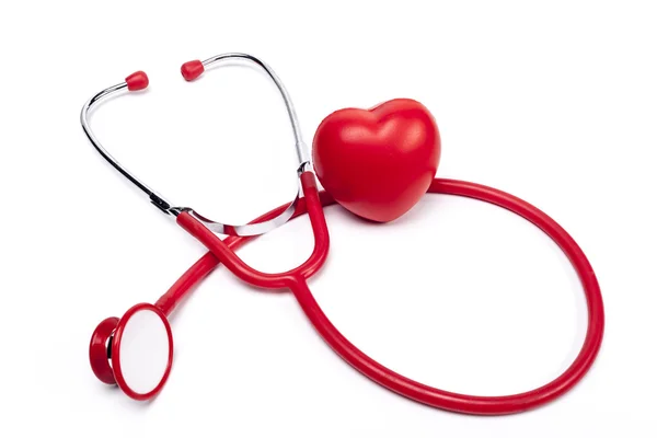 Red Heart and Stethoscope — Stock Photo, Image