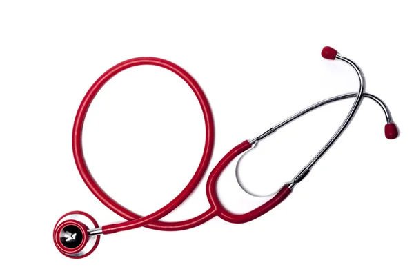 Red Stethoscope on White — Stock Photo, Image