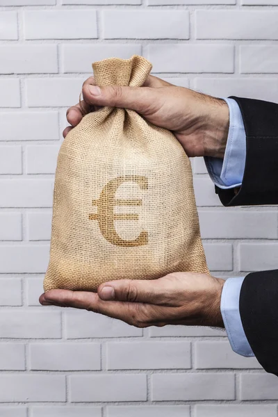 Big Money Sack Preto Euro — Fotografia de Stock