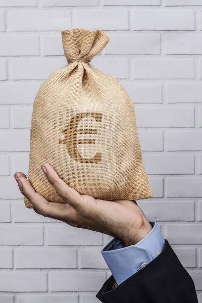 Worek pieniędzy czarny Euro — Zdjęcie stockowe