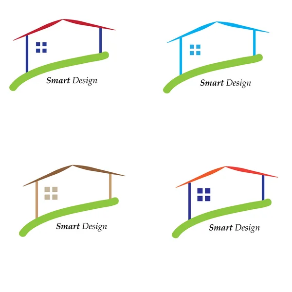 4 つのカラー バリエーションで家のロゴを色します。 — ストックベクタ