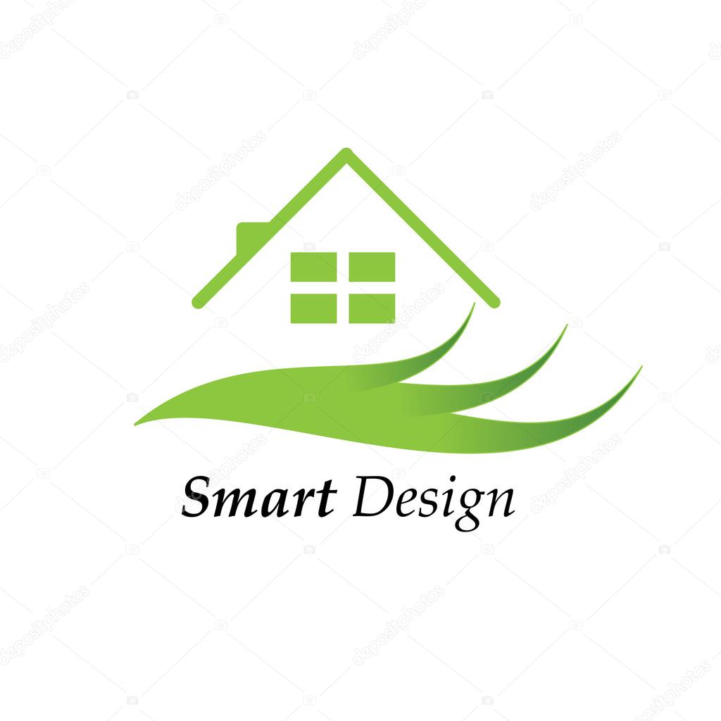 Vector illustration of a green house logo