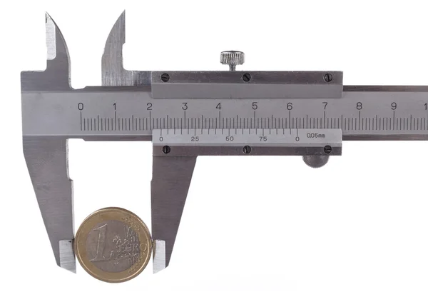 Measuring One Euro — Stock Photo, Image