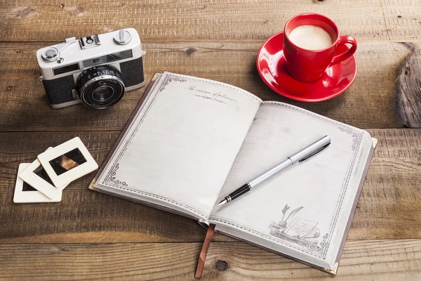 Café de la mañana y fotos — Foto de Stock