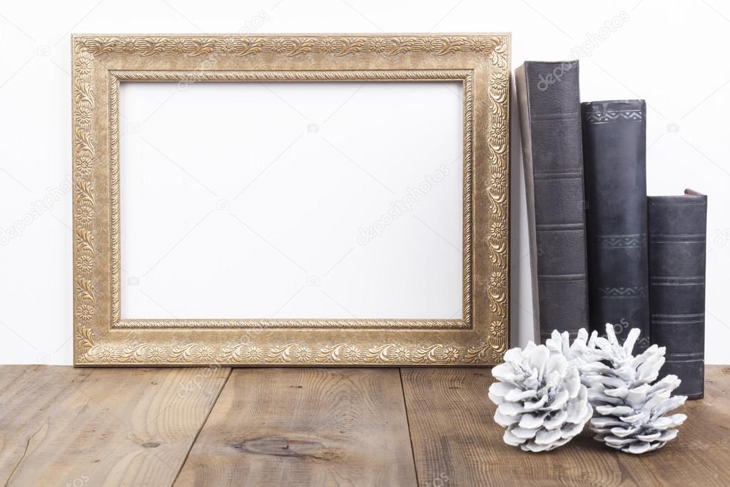 Golden Frame With old Books